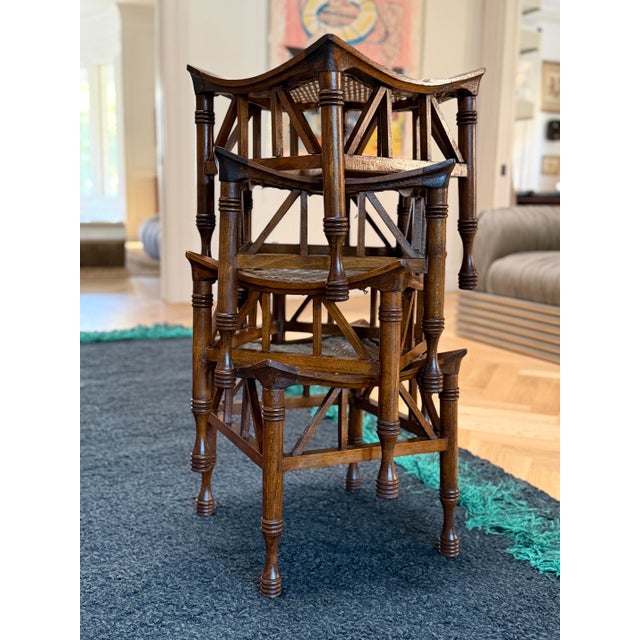 Wood Early 20th Cent. Thebes Stools Attributed to Liberty & Co. - Set of 4 For Sale - Image 7 of 12