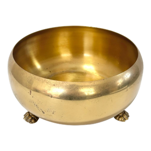 Vintage Brass Claw Foot Bowl – Hollywood Regency Planter, Cachepot, Centerpiece Bowl