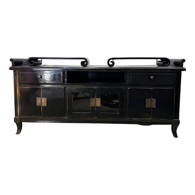 Sideboard in Lacquered Wood with Woodcut Handles, Japan, 1960s For Sale