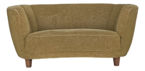 Danish 2-Seater Banana Sofa in Velour and Beech, 1960s
