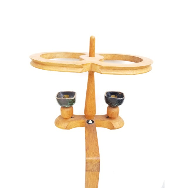 Wood Guillerme & Chambron French Oak Floor Lamp For Sale - Image 7 of 11