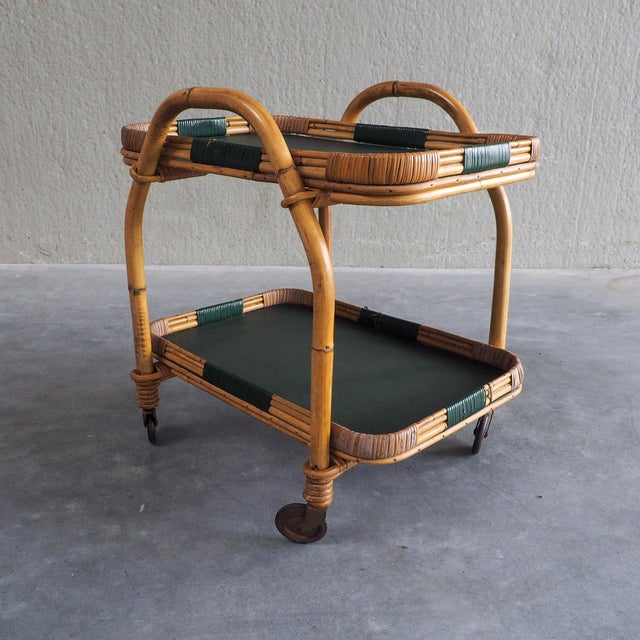 Vintage Bamboo Serving Trolley, 1950s For Sale - Image 18 of 18
