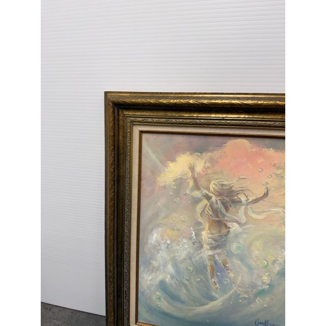 Design Plus Gallery presents a Vintage Acrylic Painting by G. Magdiel Kemper. The painting is depicting a female figure...
