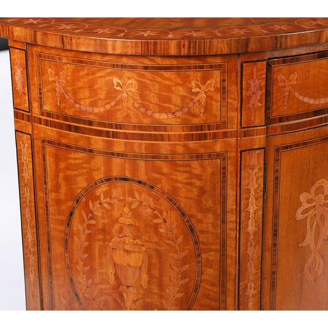 Wood Antique English Sheraton Revival Satinwood and Marquetry Cabinet, 1900 For Sale - Image 7 of 18