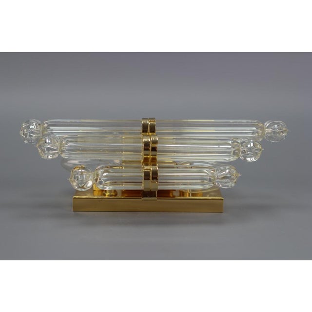 Metal Crystal Glass and Brass Wall Lamp by Honsel, Germany, 1980s For Sale - Image 7 of 18