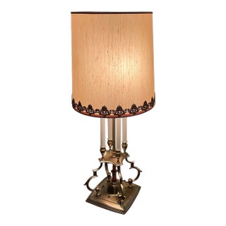 Vintage Stiffel 4-Candle Bouillotte Table Lamp & Shade For Sale
