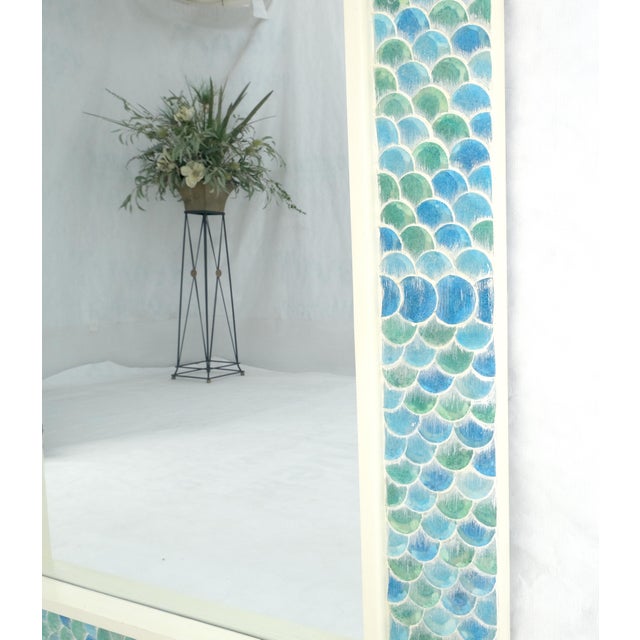 Turquoise Green Colored Shell Tile Frame 38x48 Rectangle Frame Wall Mirror MINT!