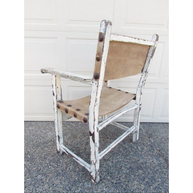 Early 19th Century Rustic Antique Painted Spanish Armchair For Sale - Image 5 of 18
