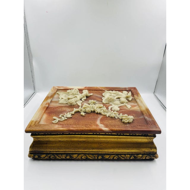 Rose Mid 20th Century Incolay Stone Treasure Box For Sale - Image 8 of 12