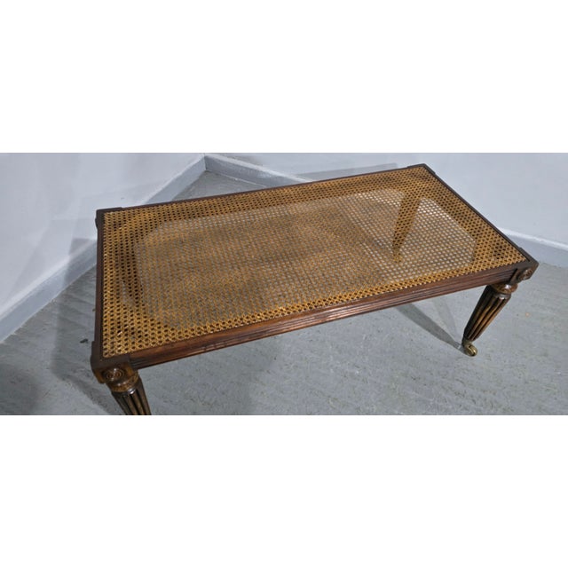 Wood Regency Mahogany Bergère and Leather Stool, 1920 For Sale - Image 7 of 9