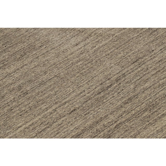 Rug & Kilim Rug & Kilim’s Oversized Modern Textural Rug With Beige and Gray Striae For Sale - Image 4 of 7
