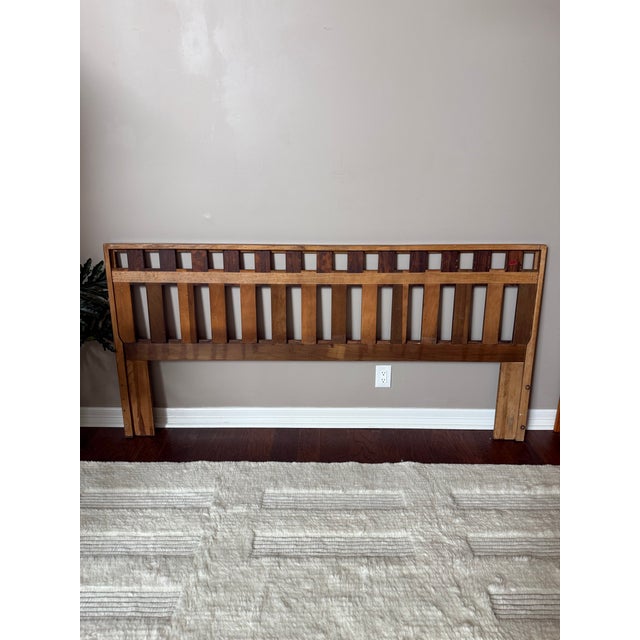 Vintage 1970s Lane Altavista Brutalist Staccato Rosewood and Walnut Headboard in King by Paul McCobb For Sale - Image 10 of 11