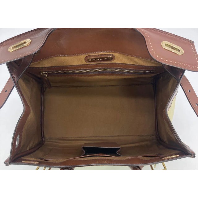 Ralph Lauren Ralph Lauren Cream and Brown Leather Rickey Bag For Sale - Image 4 of 12