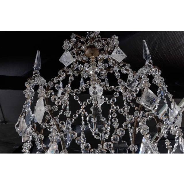 Black Early 20th Century Pair of French Rock Crystal and Glass Chandeliers For Sale - Image 8 of 12