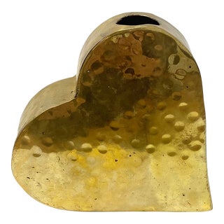 1980s Brass Heart Vase For Sale