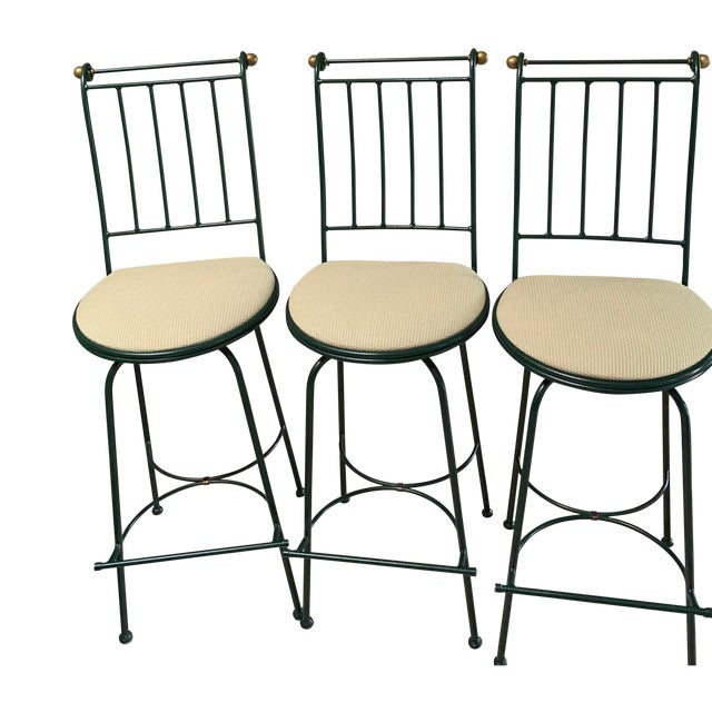 Charleston Wrought Iron Bar Chairs Set of 3 Chairish