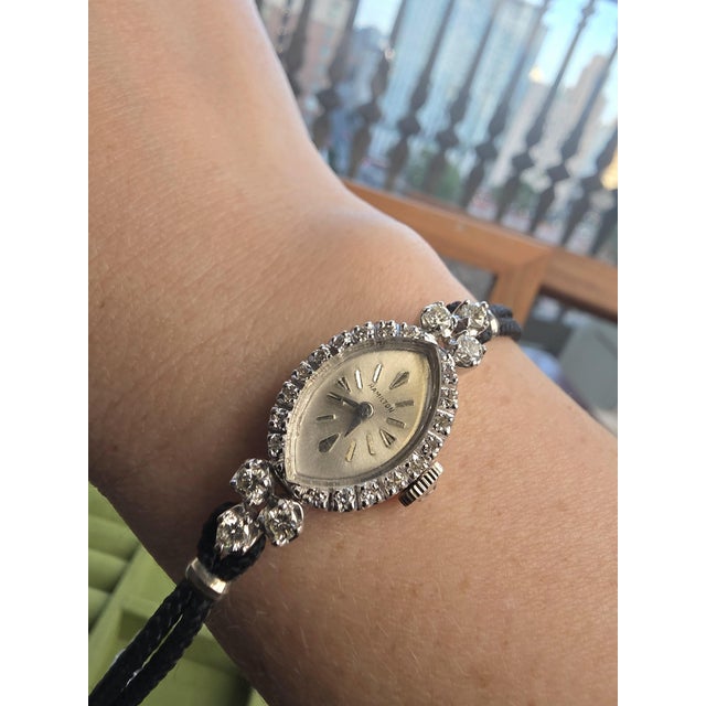 Art Deco Early 20th Century Art Deco Hamilton Marquise Shape Dial With Diamonds For Sale - Image 3 of 5