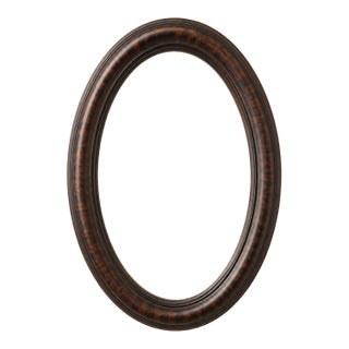 1930 Oval Wood Picture Frame Surround 24" Faux Tortoise Shell, Old World Portrait Display For Sale