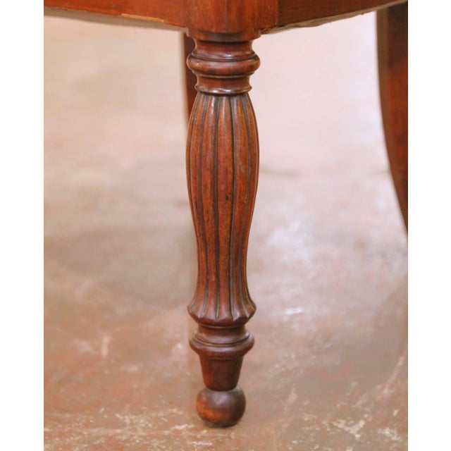 Wood 19th Century French Louis Philippe Carved Walnut and Leather Desk Armchair For Sale - Image 7 of 9