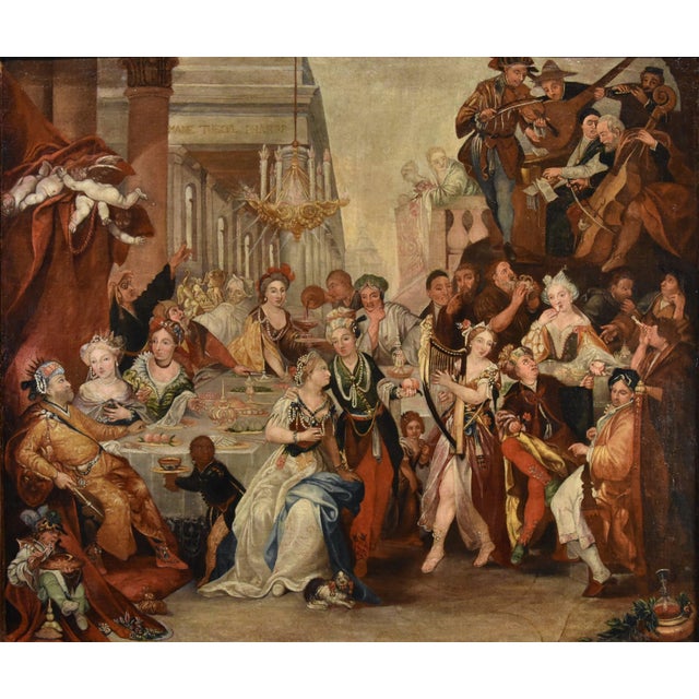 Circle of Frans Francken II Anversa, The Feast of Belshazzar, 1650, Oil on Canvas For Sale - Image 16 of 16