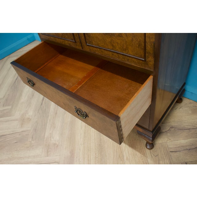Wood Vintage Art Deco Walnut Linen Cabinet, 1950s For Sale - Image 7 of 8