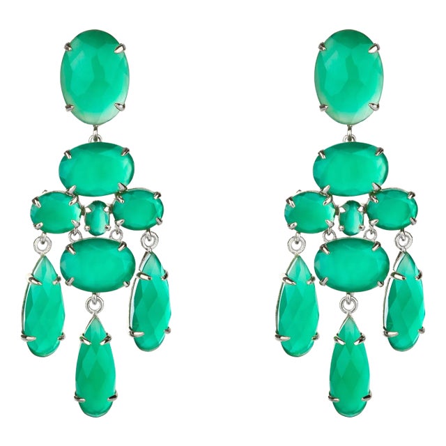 Greta Earrings (Light Green) (Pierced French Clip) For Sale