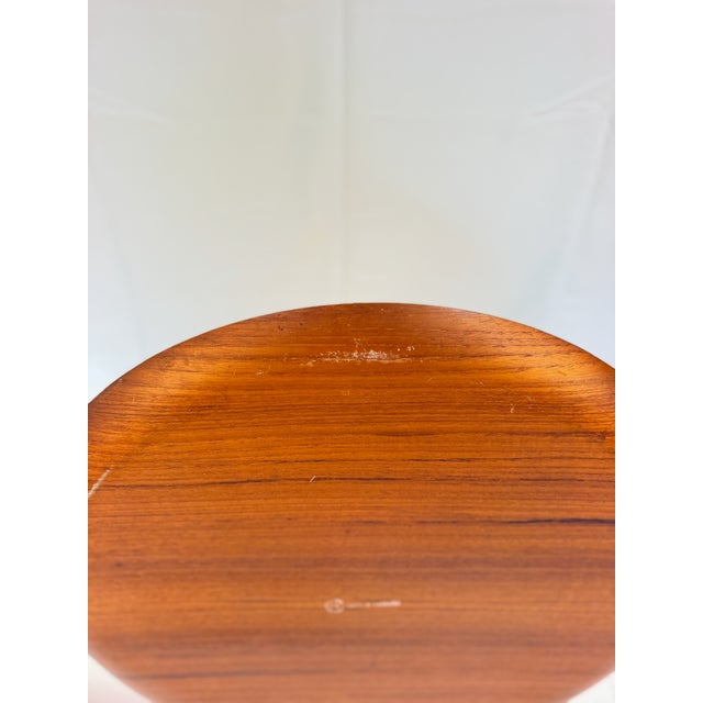 Vintage Danish Modern Round Teak Serving Tray With Cutout Handles, Marked Fh Denmark For Sale - Image 10 of 13