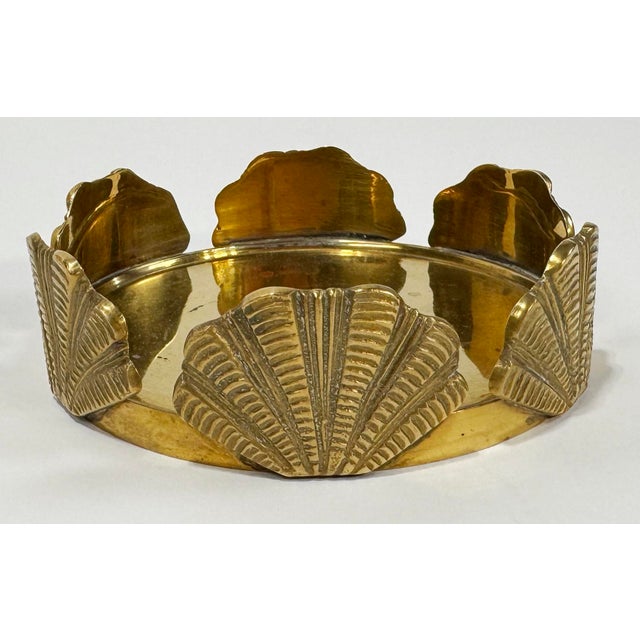 Hollywood Regency Vintage Brass Shell Wine Coaster or Trinket Dish For Sale - Image 3 of 8