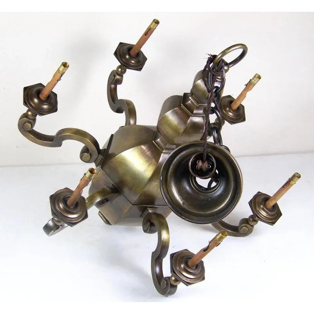 Metal Massive Brass Chandelier, 1900s For Sale - Image 7 of 8