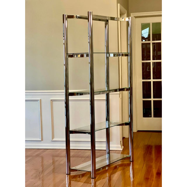 Metal 1970s Chrome and Glass Etagere Attributed to Milo Baughman For Sale - Image 7 of 12