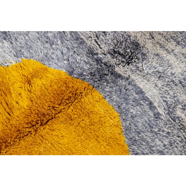 Abstract Modern Moroccan Handmade Gray Wool Rug For Sale - Image 10 of 12