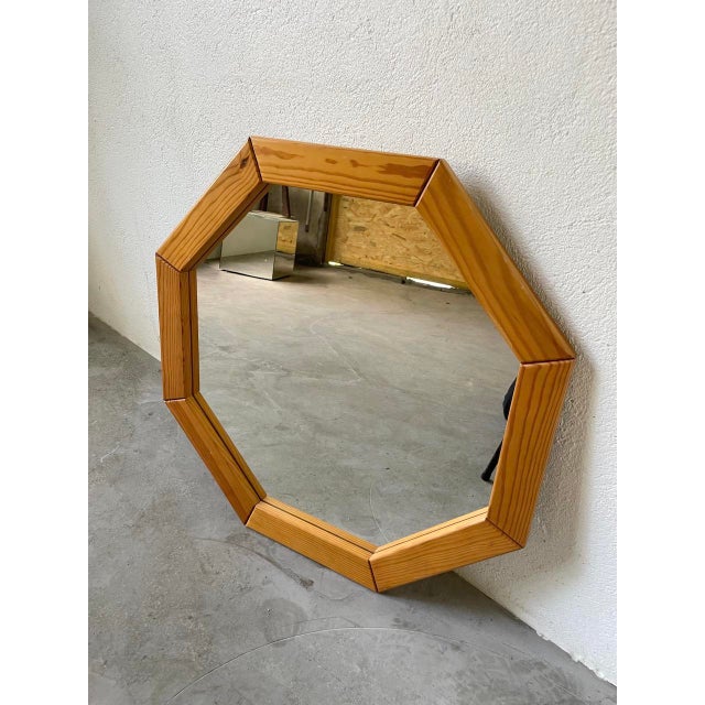 Hexagonal Pine Mirror, 1980s For Sale - Image 10 of 18