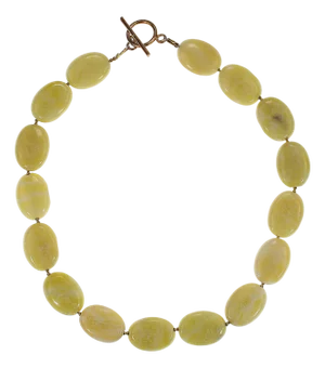 Ajd, 18 Inches, Oval Lemon-Yellow Magnesite Necklace