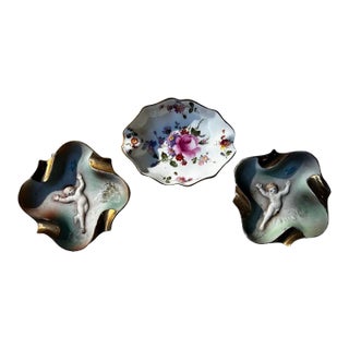 1970s Mid Century Modern Ceramic Ashtray Collection- Set of 3 For Sale
