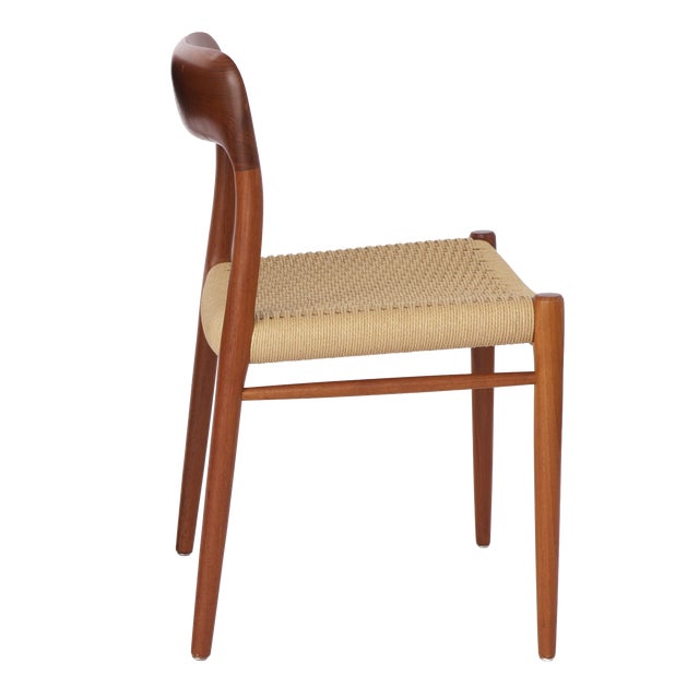 Large Danish Teak Dining Chairs Model 75 with Papercord Seats by Niels Otto (N. O.) Møller for J.L. Møllers, 1950s, Set of 8 For Sale