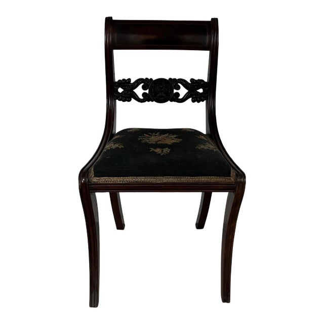 Antique Early 19th Century American Empire Classical New York Sabre Leg Mahogany Side Chair For Sale