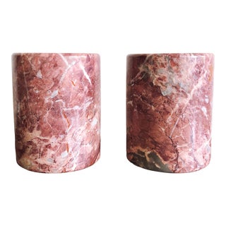 Art Deco Pink Marble Bookends For Sale