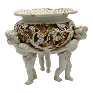 Ardalt Antorini Italy Porcelain Compote | Cherub Figural Base