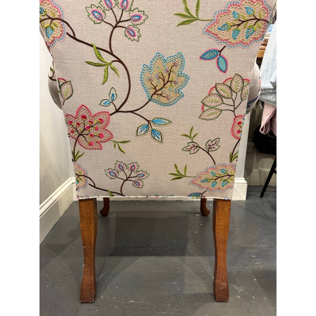 Accent Chair Vintage French With Designer Embroidered Fabric For Sale - Image 4 of 10