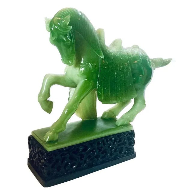 For your consideration we offer a vintage carved faux jade Chinese war horse figurine attributed to Gino Ruggeri for Wony,...