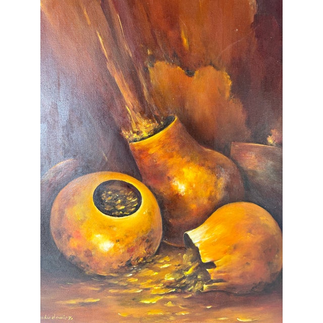 1970s 1970s Vintage Still Life Oil on Canvas Painting by Ankudowicz For Sale - Image 5 of 12
