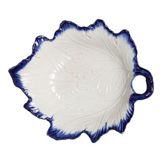 Shell Edge Pearlware Grape Leaf Condiment Dish, C. 1820 For Sale