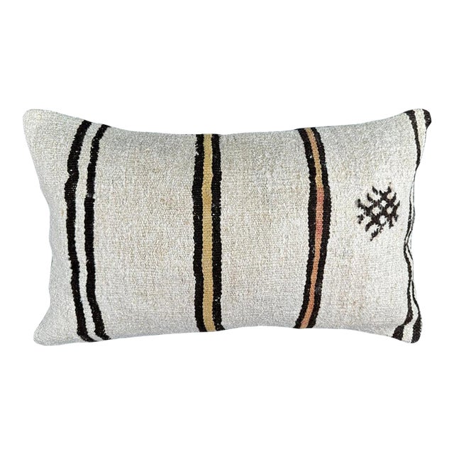 Turkish Hemp Pillow Cushion Natural Beige Brown Pillow Cushion Cover 16 "x 24" For Sale