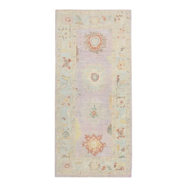 Oriental Hand Knotted Rug Turkish Oushak 3'2" x 6'8" For Sale