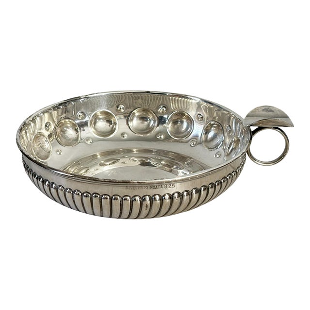 Vintage Portuguese Sterling Silver by Alves Pinto Tastevin 5.5" Diameter For Sale