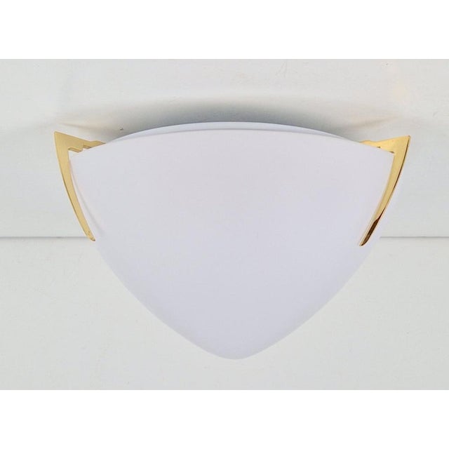 Regency Brass & White Glass Ceiling Lamp, 1970s For Sale - Image 13 of 15