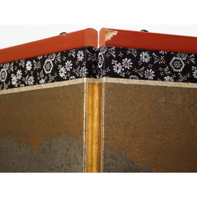 "Dancing Kimono Beauties", C. 1960s Shōwa Era Yamato-E Style Painted Byobu Screen For Sale - Image 14 of 18