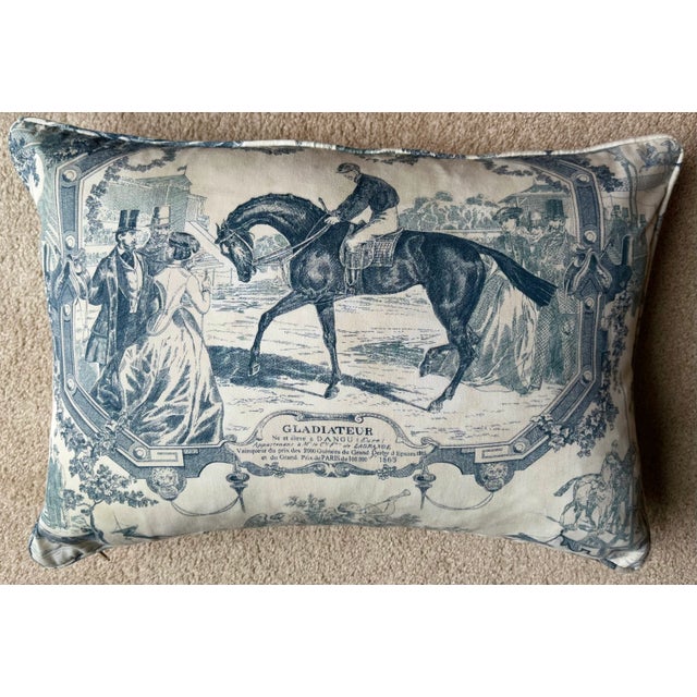 2000 - 2009 Custom Kravet "Gladiateur" Equestrian Toile Pillows-a Pair For Sale - Image 5 of 9