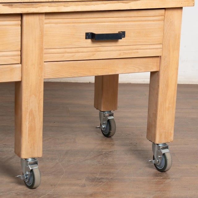 20th Century French Butcher Block Table on Casters For Sale - Image 4 of 15
