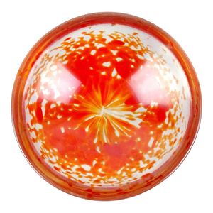 Murano Dino Martens 1950s Orange Spots Iridescent Surface Italian Art Glass Decorative Bowl, as Is